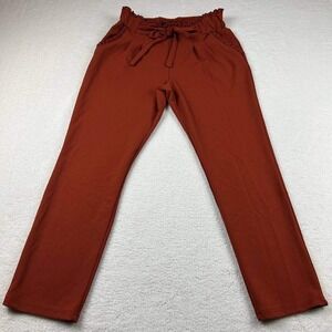 Soho Apparel Women's Ruffled Trouser Pull On Pants Orange Size Medium Casual